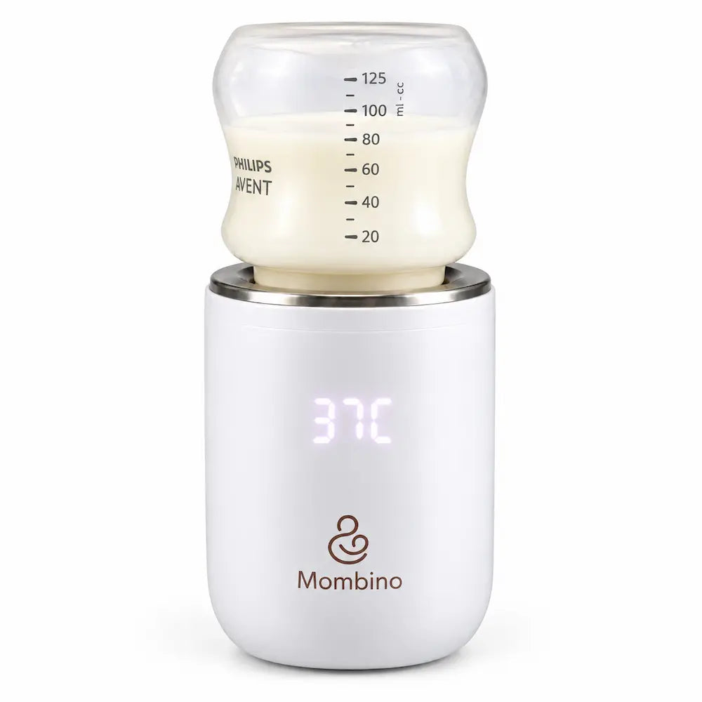 Mombino HeatGo bærbar flaskevarmer med Philips Avent Natural Response sutteflaske